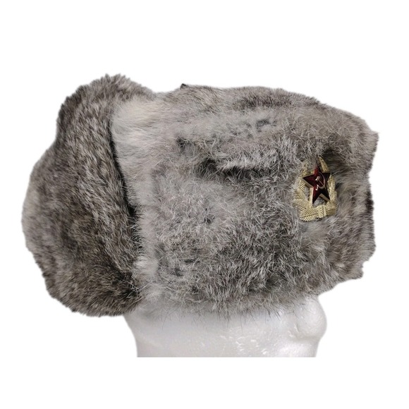 Mad Bomber Other - Mad Bomber Rabbit Fur Hat Russian Winter Hat With Eat Flaps Size Large EUC